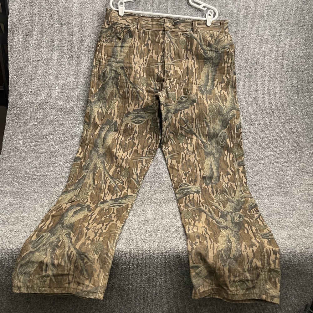 Vintage Mossy Oak Treestand Camo Pants Mens Sz 38x34 Cotton Made in USA 33402A